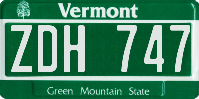 VT license plate ZDH747