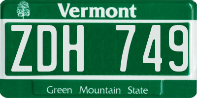 VT license plate ZDH749
