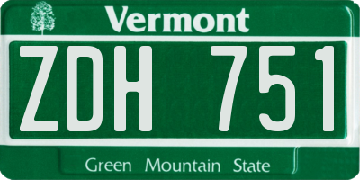 VT license plate ZDH751