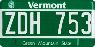 VT license plate ZDH753
