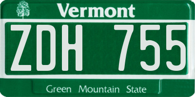 VT license plate ZDH755