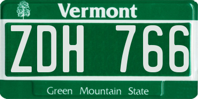 VT license plate ZDH766