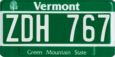 VT license plate ZDH767