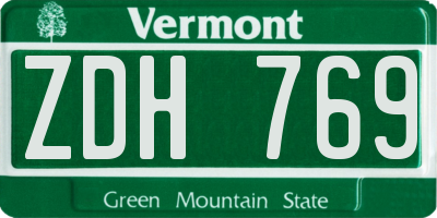 VT license plate ZDH769