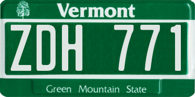 VT license plate ZDH771