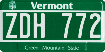 VT license plate ZDH772