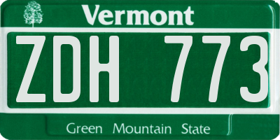 VT license plate ZDH773