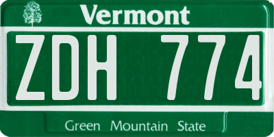 VT license plate ZDH774