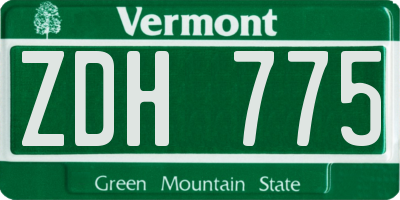 VT license plate ZDH775