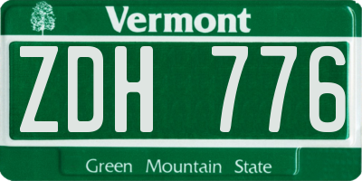 VT license plate ZDH776