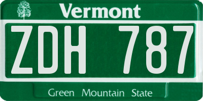 VT license plate ZDH787