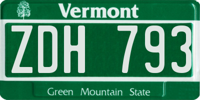 VT license plate ZDH793