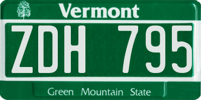 VT license plate ZDH795