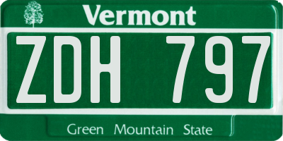 VT license plate ZDH797