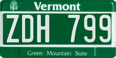 VT license plate ZDH799