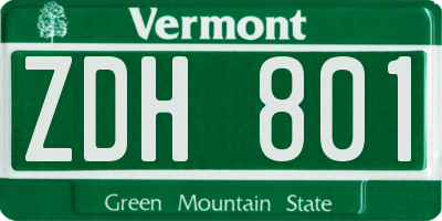 VT license plate ZDH801