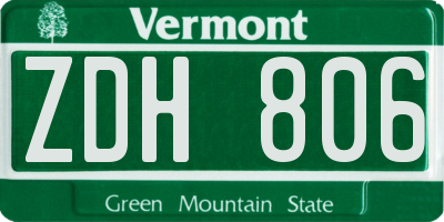 VT license plate ZDH806