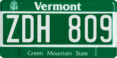 VT license plate ZDH809