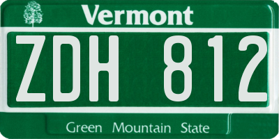 VT license plate ZDH812