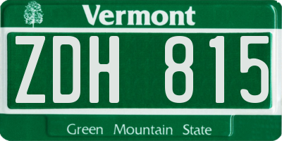 VT license plate ZDH815