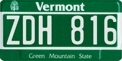 VT license plate ZDH816