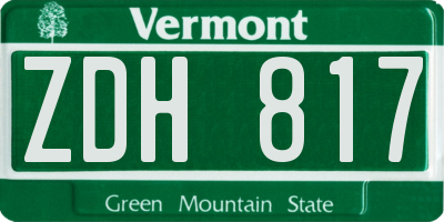VT license plate ZDH817