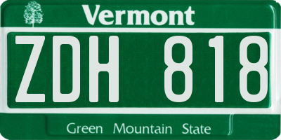 VT license plate ZDH818