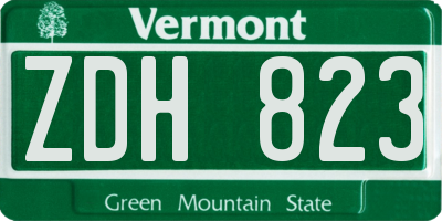 VT license plate ZDH823
