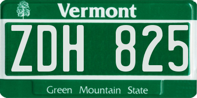 VT license plate ZDH825