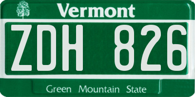 VT license plate ZDH826