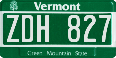 VT license plate ZDH827
