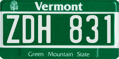 VT license plate ZDH831