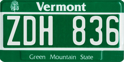 VT license plate ZDH836