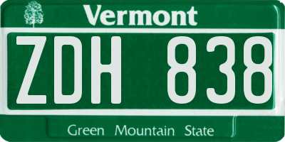 VT license plate ZDH838