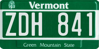 VT license plate ZDH841