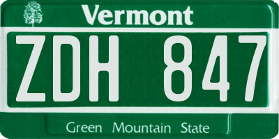 VT license plate ZDH847