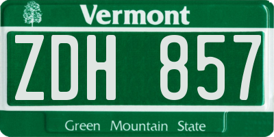 VT license plate ZDH857