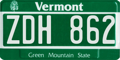 VT license plate ZDH862