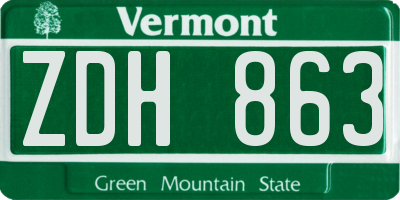VT license plate ZDH863