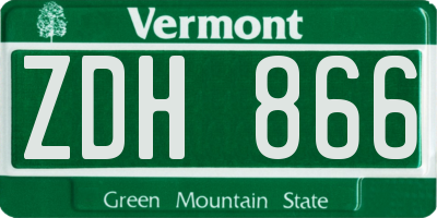 VT license plate ZDH866