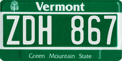 VT license plate ZDH867