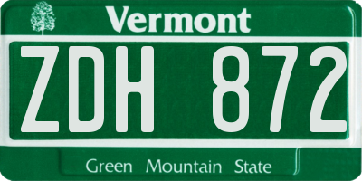 VT license plate ZDH872