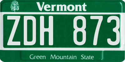 VT license plate ZDH873
