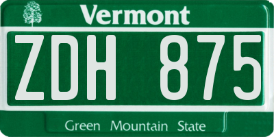 VT license plate ZDH875