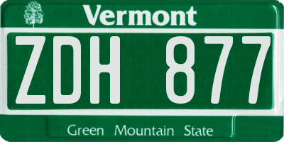 VT license plate ZDH877