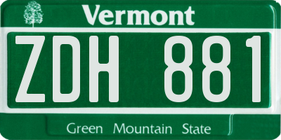 VT license plate ZDH881