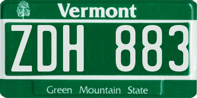 VT license plate ZDH883