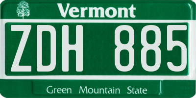 VT license plate ZDH885