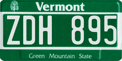 VT license plate ZDH895
