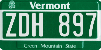 VT license plate ZDH897